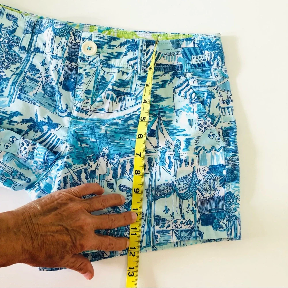Lilly Pulitzer Callahan Shorts Size 2 Fresh Catch Toile Blue White
